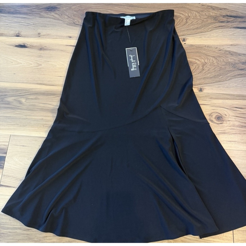 Joseph Ribkoff Black Asymmetrical Stretch Ruffle Hem Skirt Size 6 NWT Office